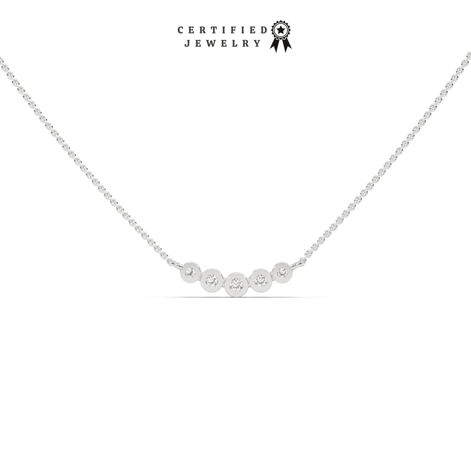 0.14 CT Natural Diamond Round Curved Necklace