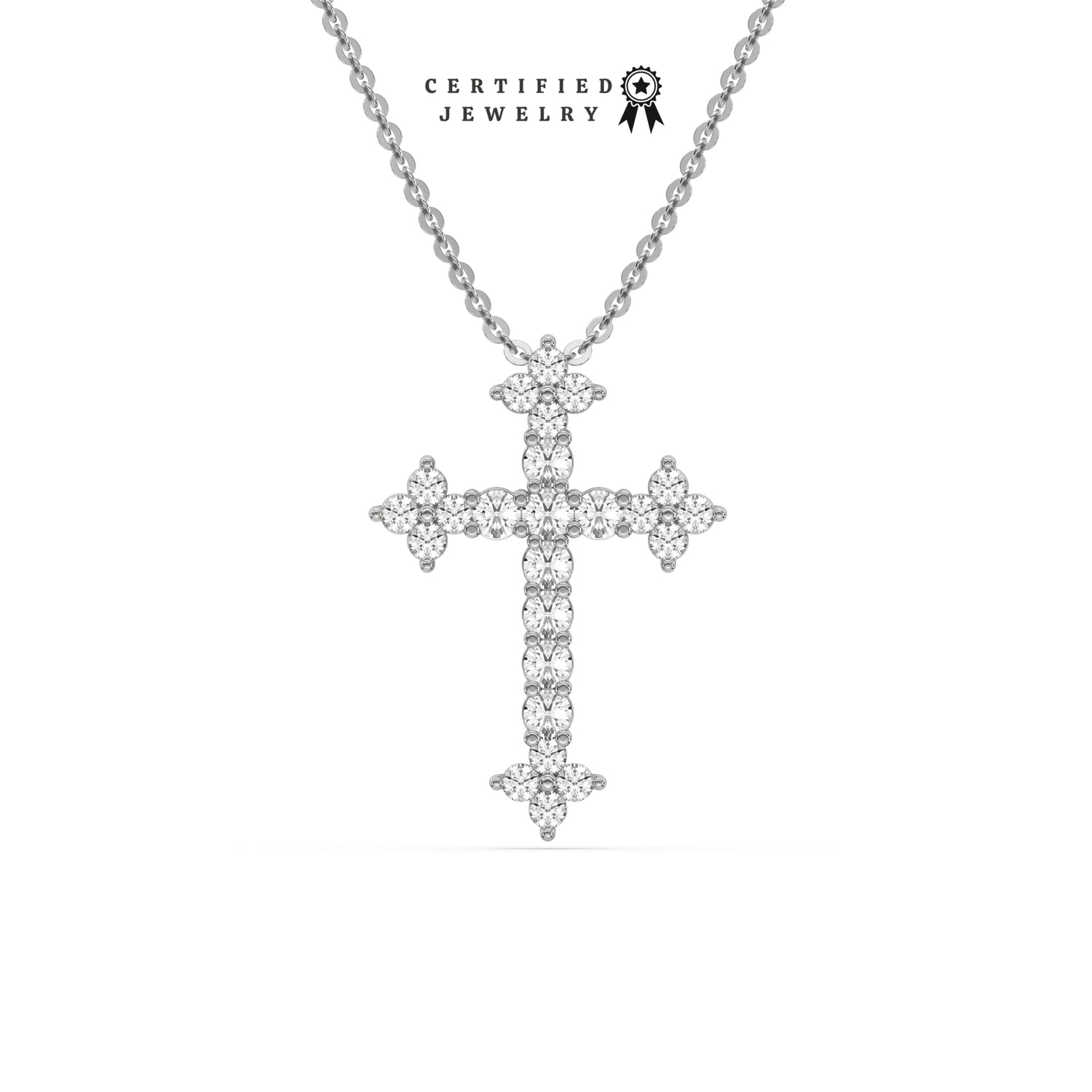 0.59 CT Natural Diamond Prong Cross Pendant