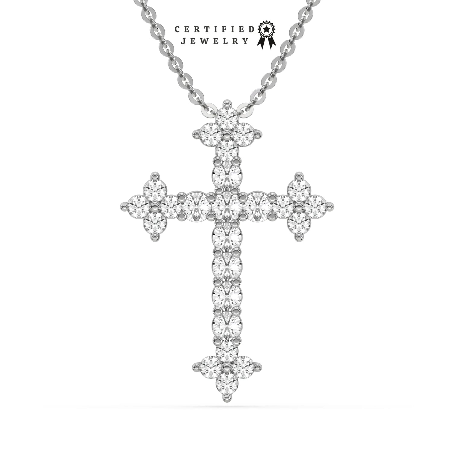 0.59 CT Men Natural Diamond Prong Cross Pendant