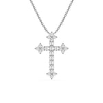 18K White Gold Round Cut Diamond Cross Pendant