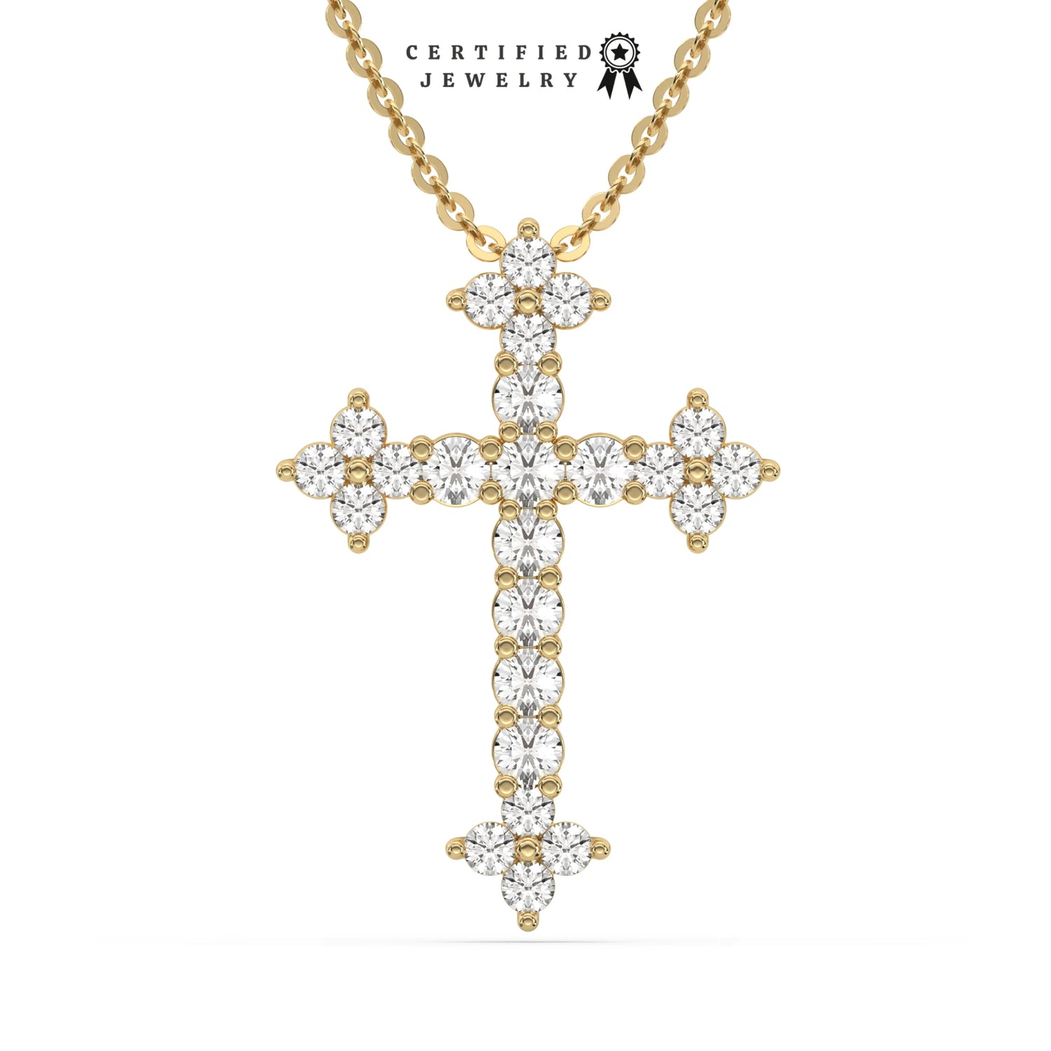 0.59 CT Men Lab Diamond Prong Cross Pendant