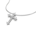 18K White Gold Round Cut Diamond Cross Pendant