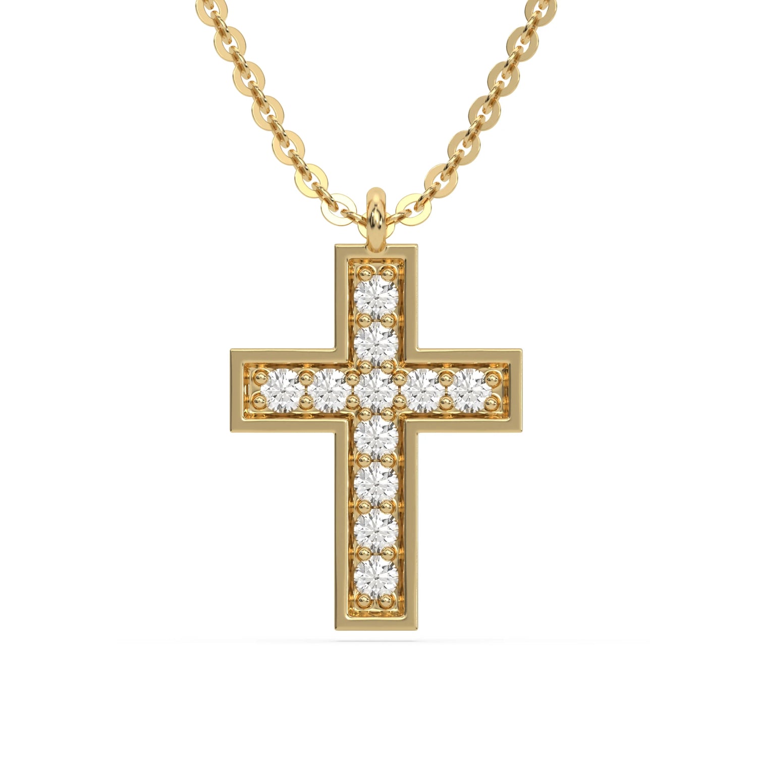 0.15 CT Men Lab Diamond Round Cross Necklace