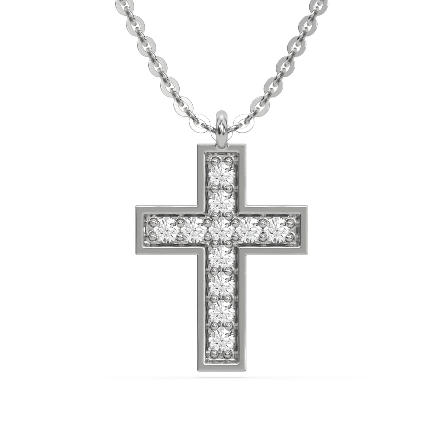 0.15 CT Men Natural Diamond Round Cross Necklace