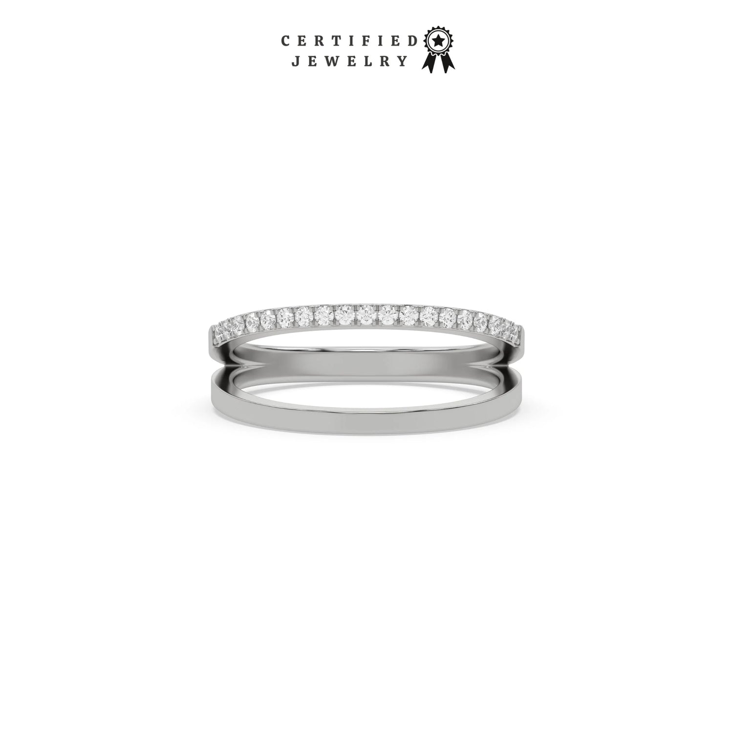 0.15 CT Natural Diamond Double Row Round Wedding Ring