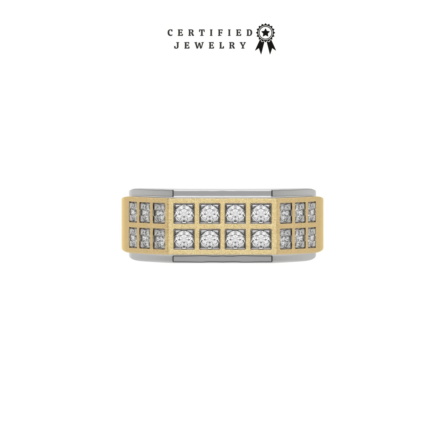 0.60 CT Lab Diamond Dual Row Two Tone Ring