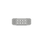 This two-tone dual row diamond ring features two rows of round brilliant-cut diamonds set in a shared prong setting in top view