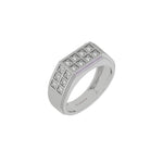 This two-tone dual row diamond ring features two rows of round brilliant-cut diamonds set in a shared prong setting in 3d view