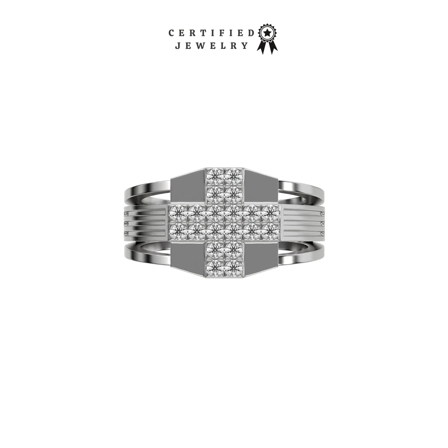 0.60 CT Natural Diamond Dual Tone Cross Ring