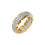 This captivating two-tone diamond eternity ring, meticulously crafted with approximately 1.35 carats of round brilliant-cut diamonds. Each diamond is elegantly set in a secure pave setting in 3d view