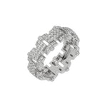 This stunning dual-tone diamond eternity ring, boasting approximately 1.25 carats of round brilliant-cut diamonds. Each diamond is expertly set in a secure prong setting in 3d view