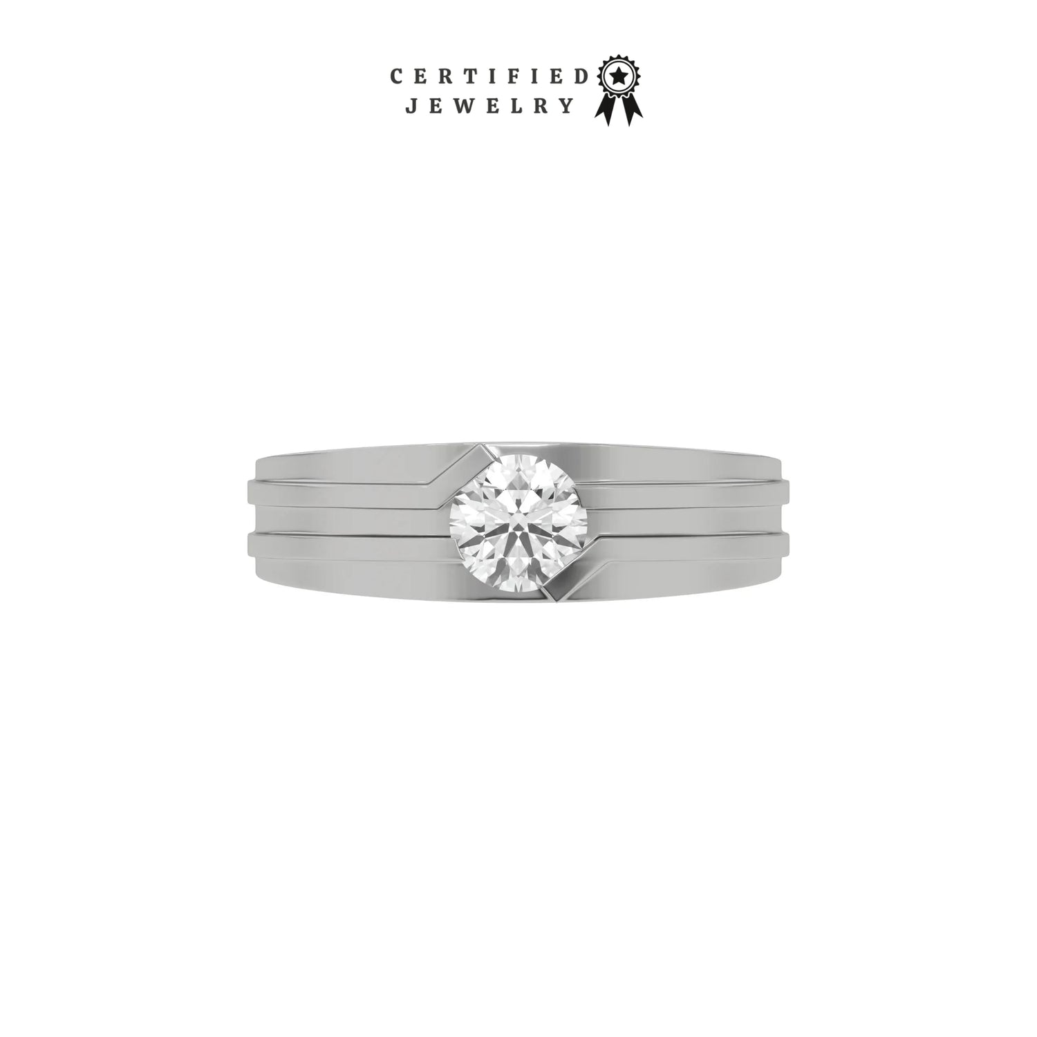 0.70 CT Natural Diamond Dual Tone Tension Set Ring