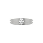 This white gold Dual-tone tension set diamond solitaire ring, featuring a captivating 0.70 Ct round diamond flawlessly secured in a tension setting in top view