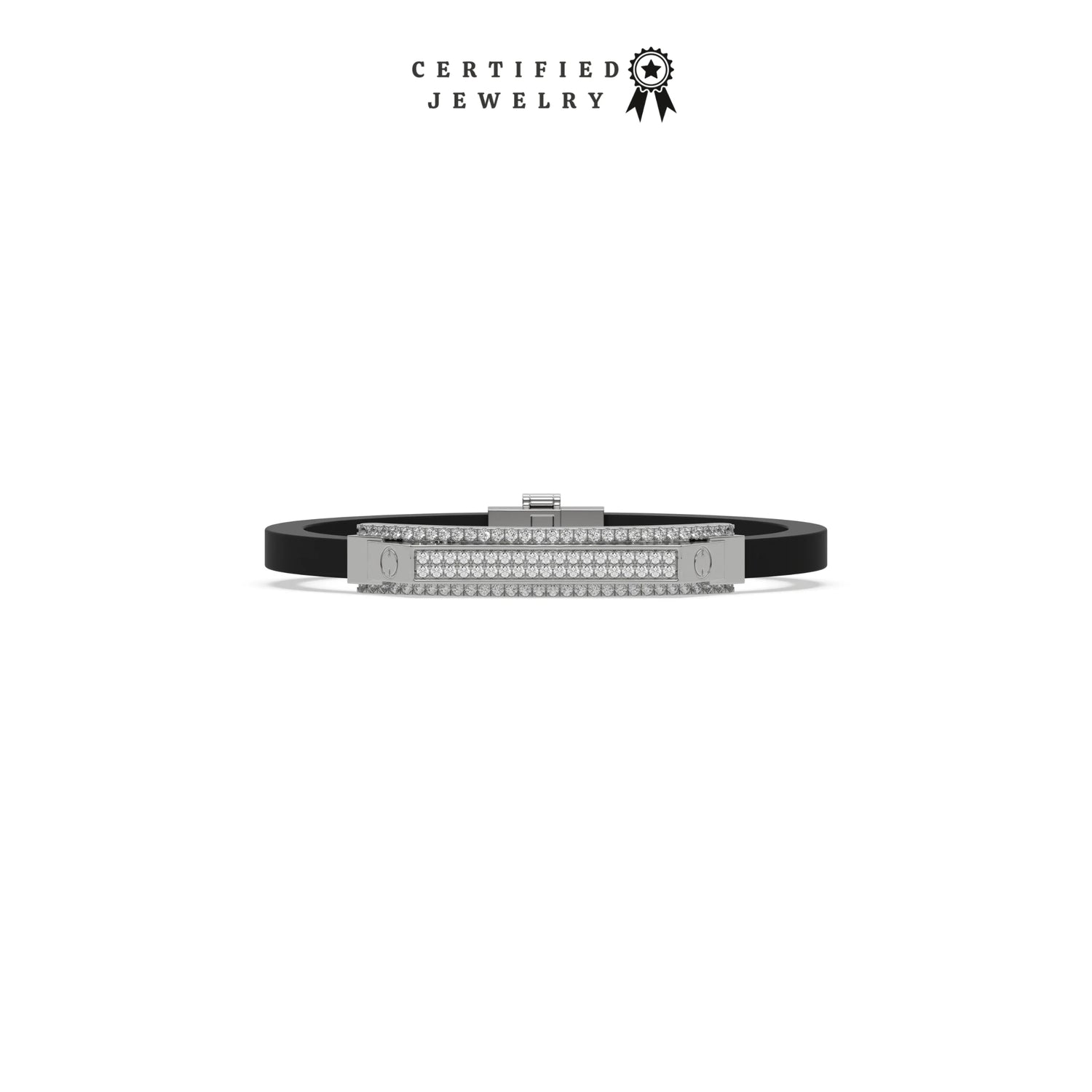 2.10 CT Natural Diamond Dual Row Rubber Bracelet