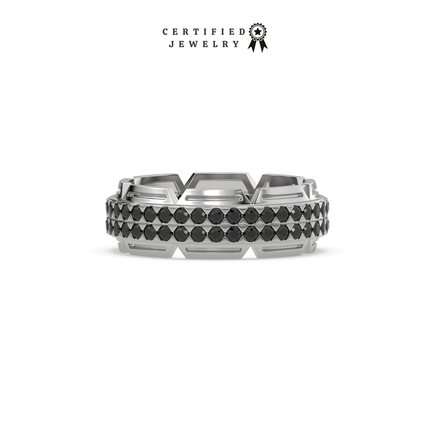 1.35 CT Black Natural Diamond Dual Tone Eternity Ring