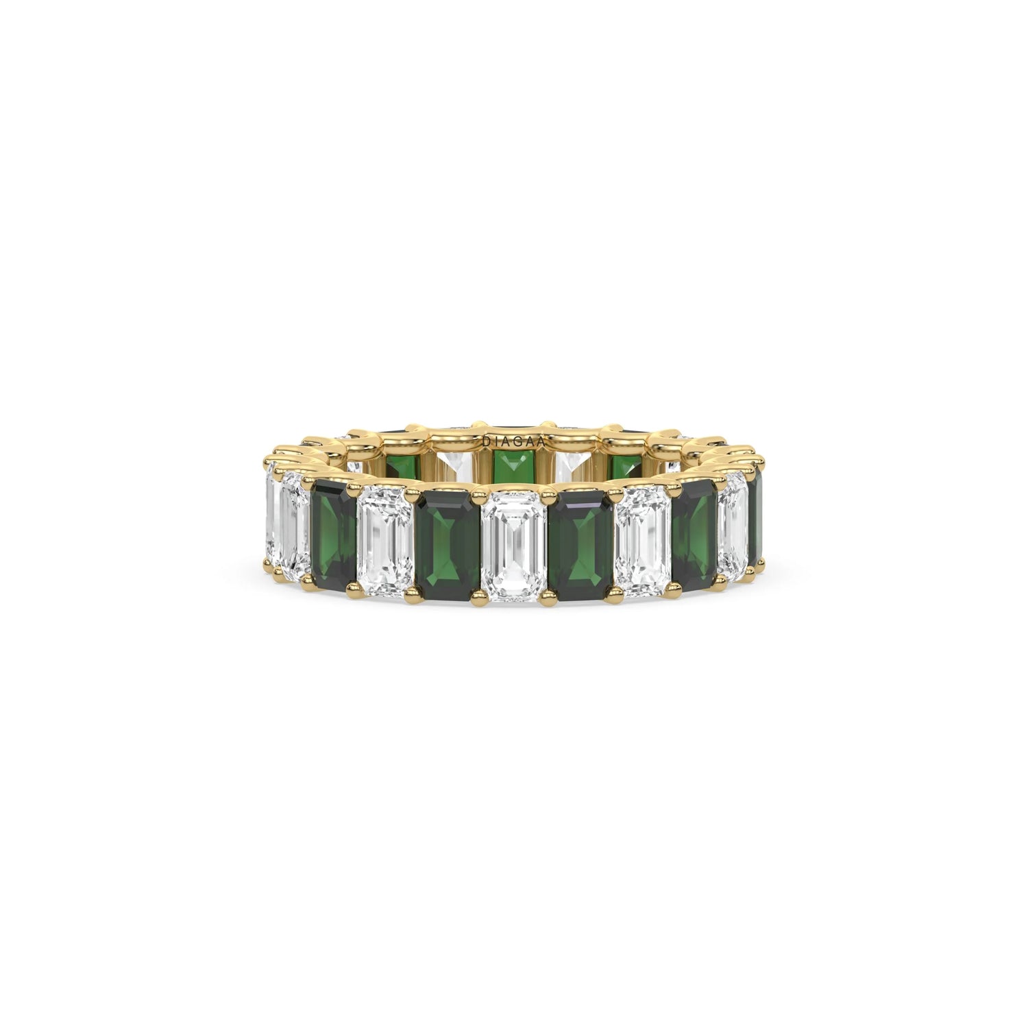 18K Yellow Gold Emerald Gemstone Eternity Ring