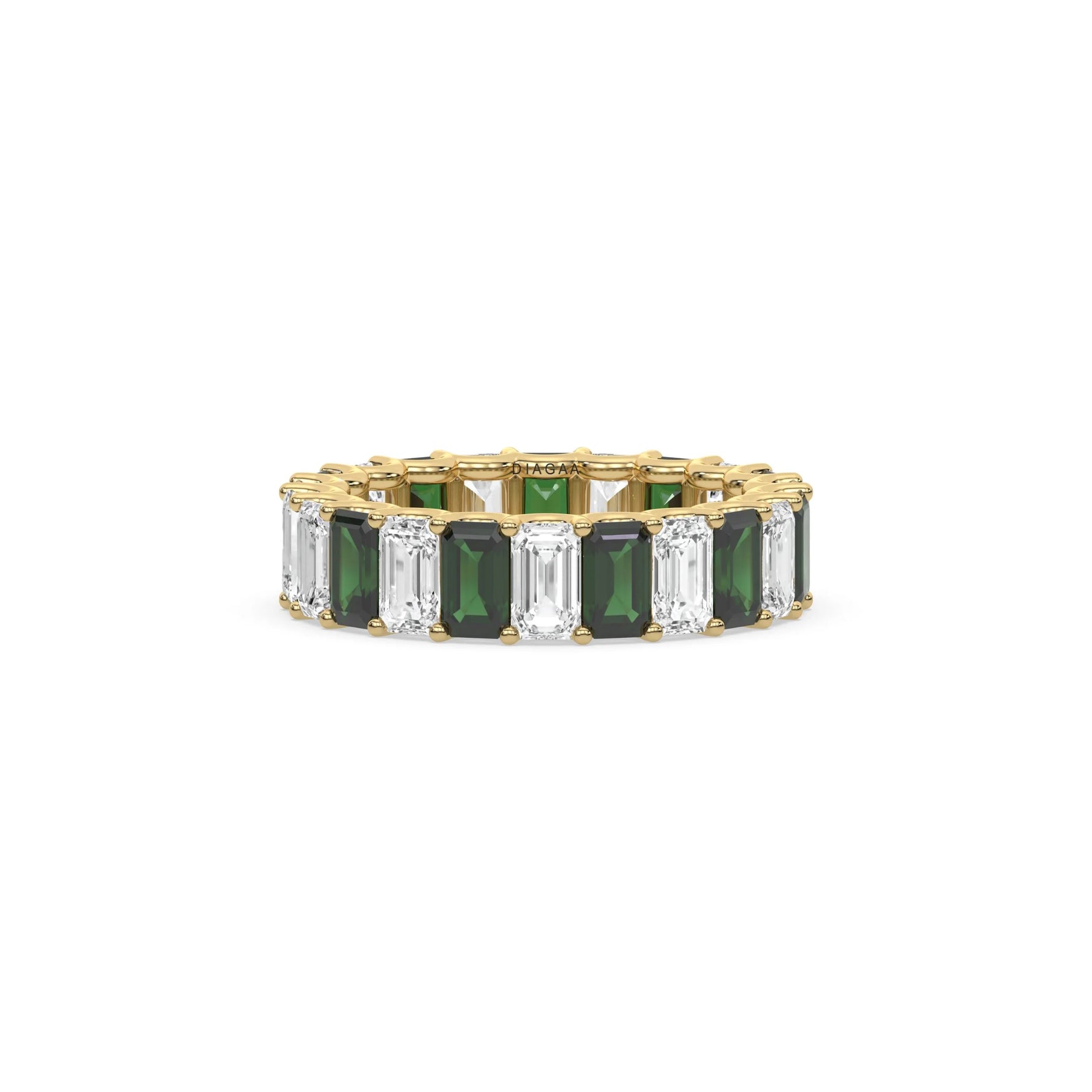 18K Yellow Gold Emerald Gemstone Eternity Ring