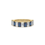 14K Yellow Gold Emerald Sapphire and White Diamond Eternity Ring