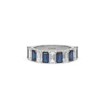 14K White Gold Emerald Sapphire and White Diamond Eternity Ring