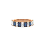 14K Rose Gold Emerald Sapphire and White Diamond Eternity Ring