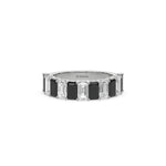 14K White Gold Emerald Black and White Diamond Eternity Ring