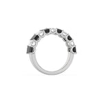 10K White Gold Emerald Black and White Diamond Eternity Ring