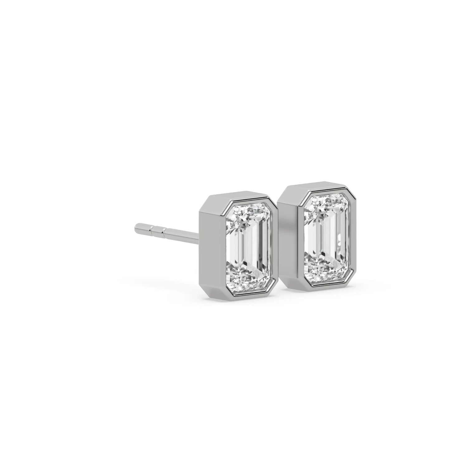 2 CT Natural Diamond Emerald Cut Studs Earrings