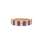 14K Rose Gold Emerald Ruby and White Diamond Eternity Ring