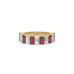 14K Yellow Gold Emerald Ruby and White Diamond Eternity Ring