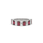 18K White Gold Emerald Ruby and White Diamond Eternity Ring
