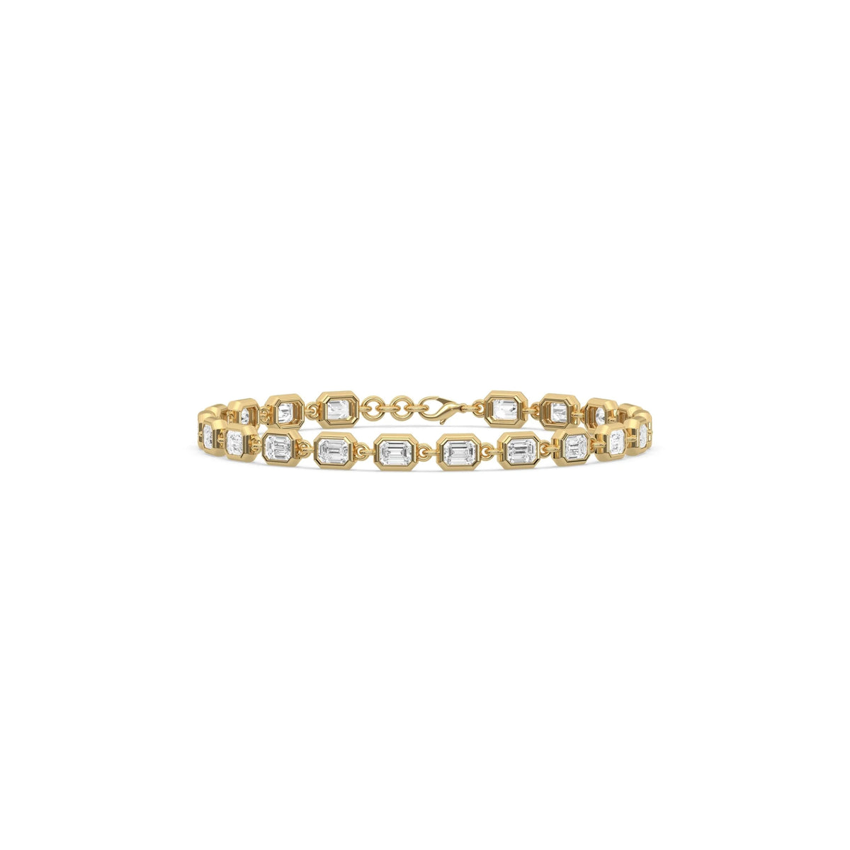 East-West Bezel Set Emerald Cut Lab Grown Diamond Bracelet