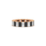 18K Rose Gold Black and White Emerald Diamond Eternity Ring