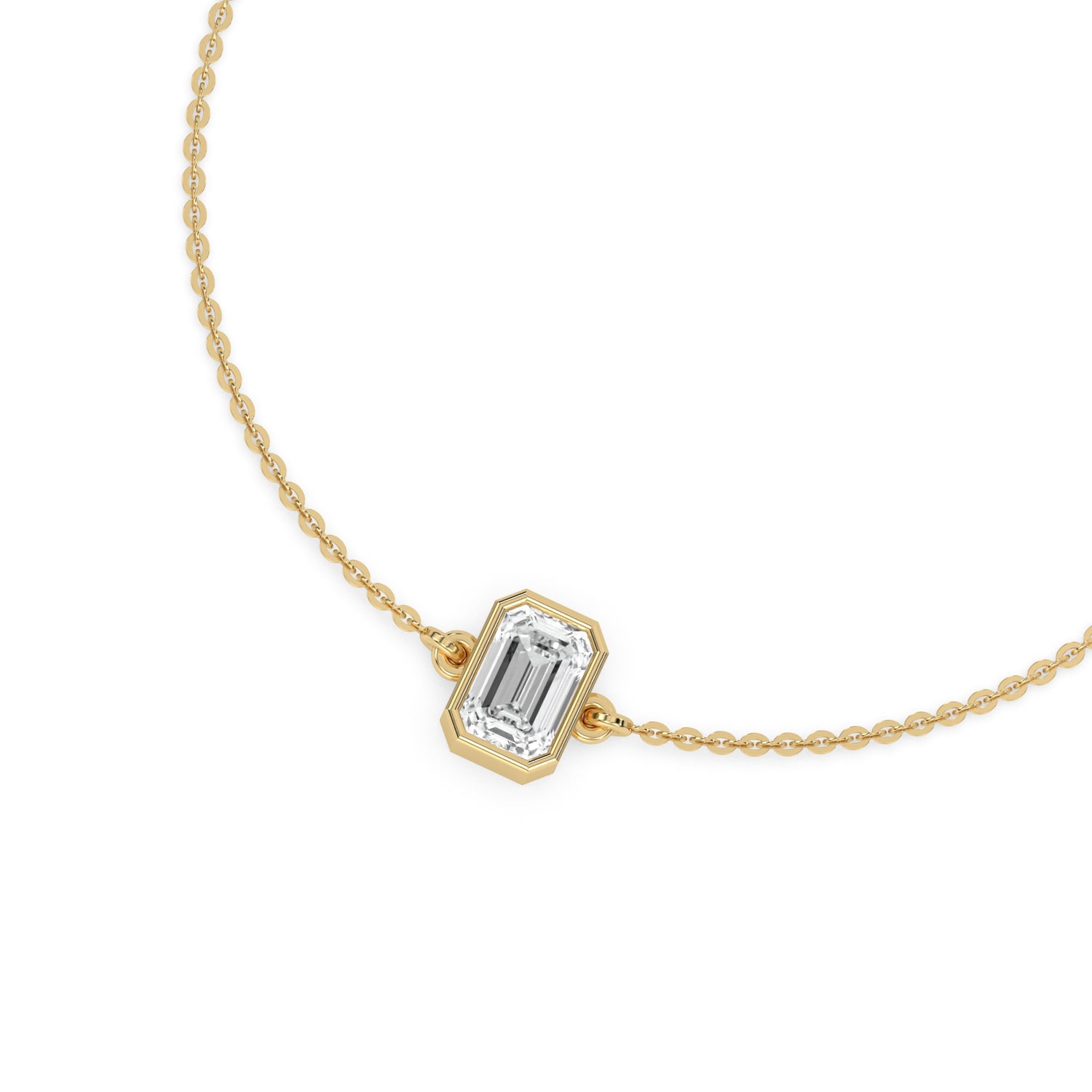 14K Yellow Gold Emerald Solitaire Diamond Bracelet 