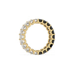 10K Yellow Gold Emerald Black and White Diamond Eternity Ring