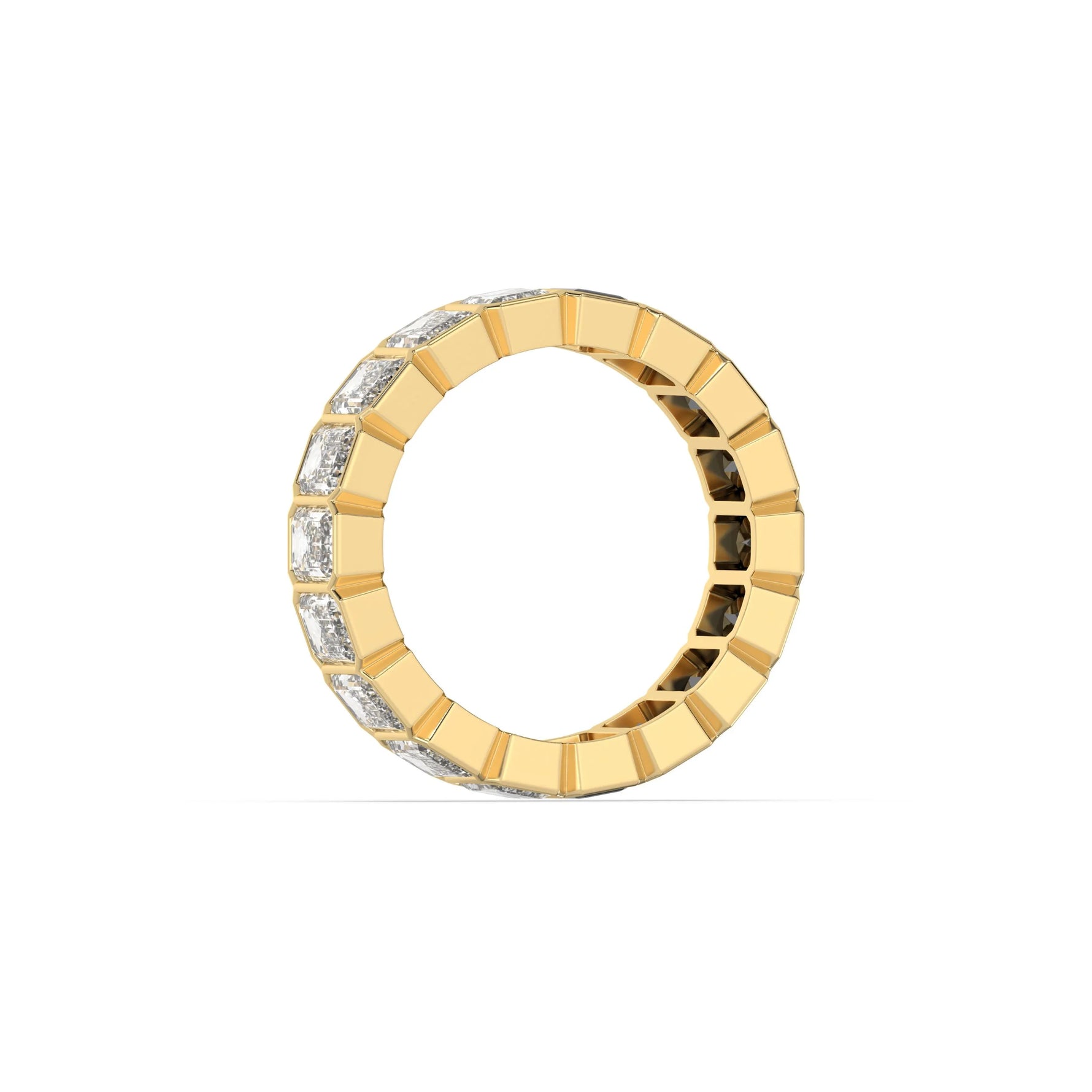 10K Yellow Gold Emerald Diamond Eternity Ring