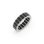 14K White Gold Emerald Black Diamond Eternity Ring