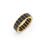 14K Yellow Gold Emerald Black Diamond Eternity Ring