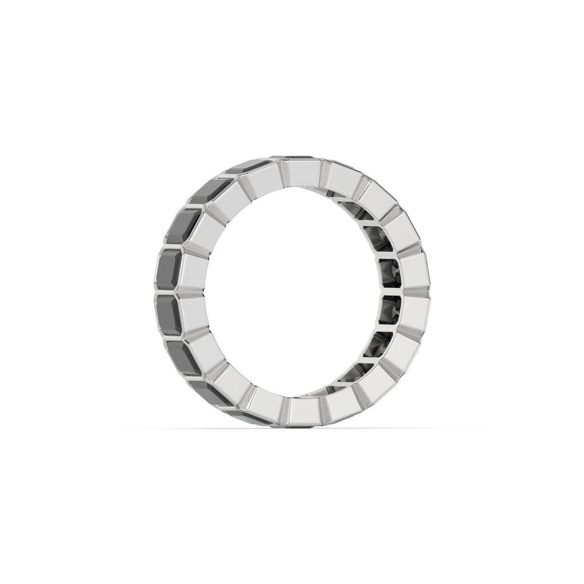 10K Emerald Black Diamond Eternity Ring