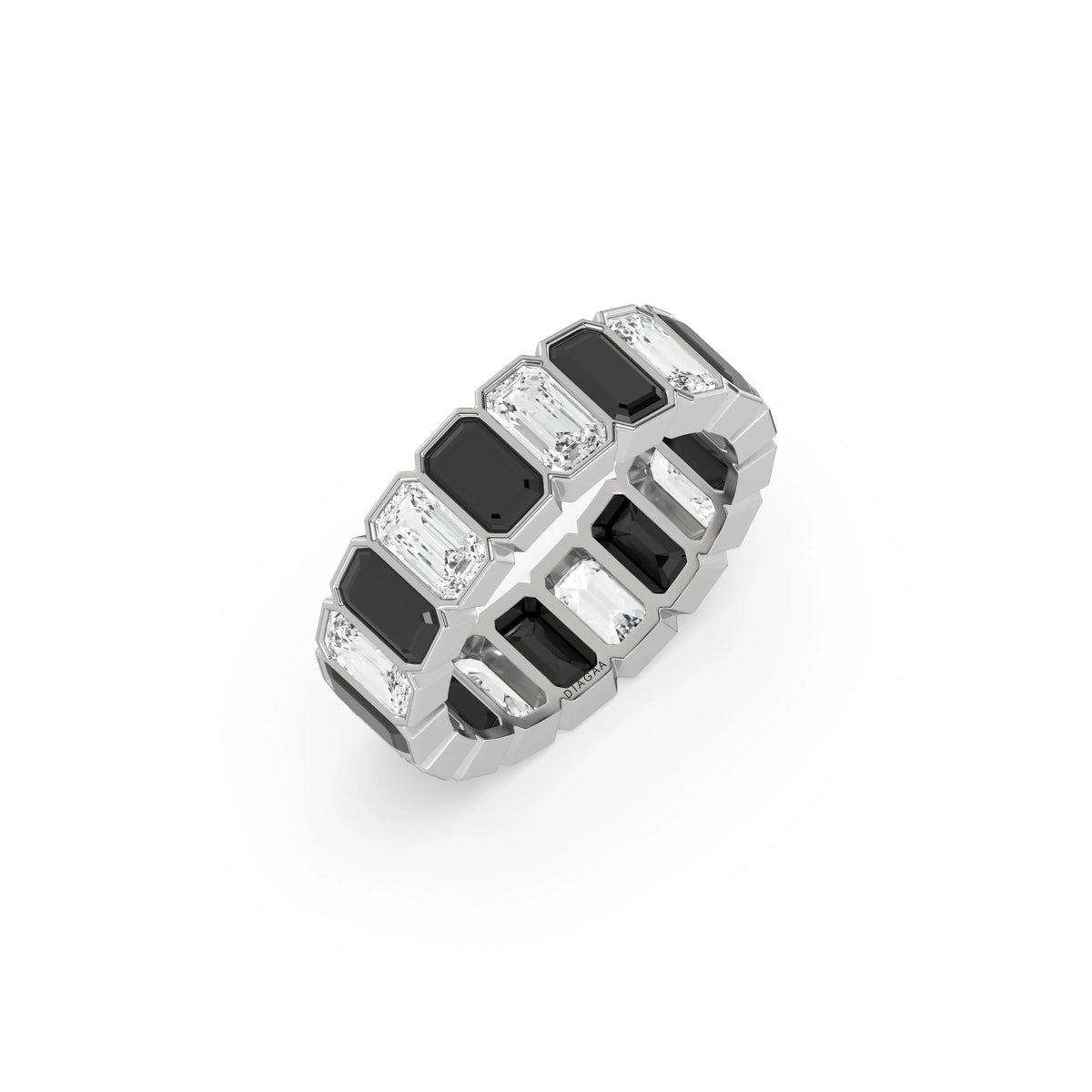 14K White Gold Half and Half Eternity Ring