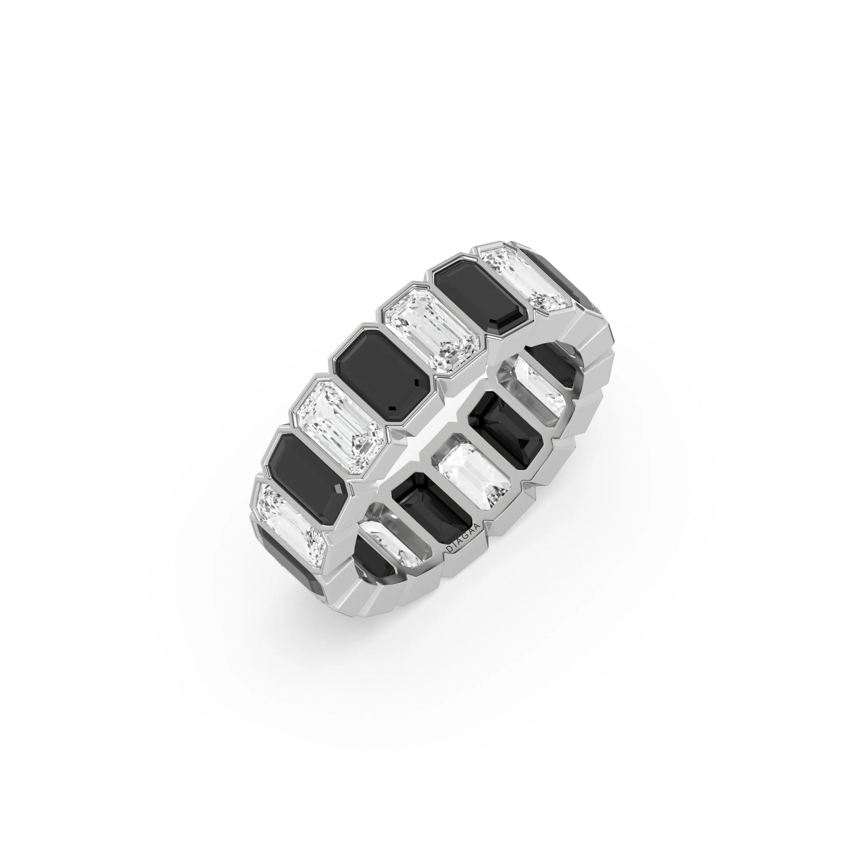 14K White Gold Half and Half Eternity Ring