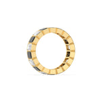 10K Yellow Gold Emerald Black And White Diamond Eternity Ring