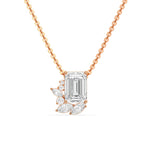 18K Rose Gold Emerald, Round and Marquise Diamond Cluster Pendant