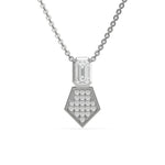 14K White Gold Emerald and Round Cluster Necklace