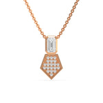 18K Rose Gold Emerald and Round Cluster Necklace