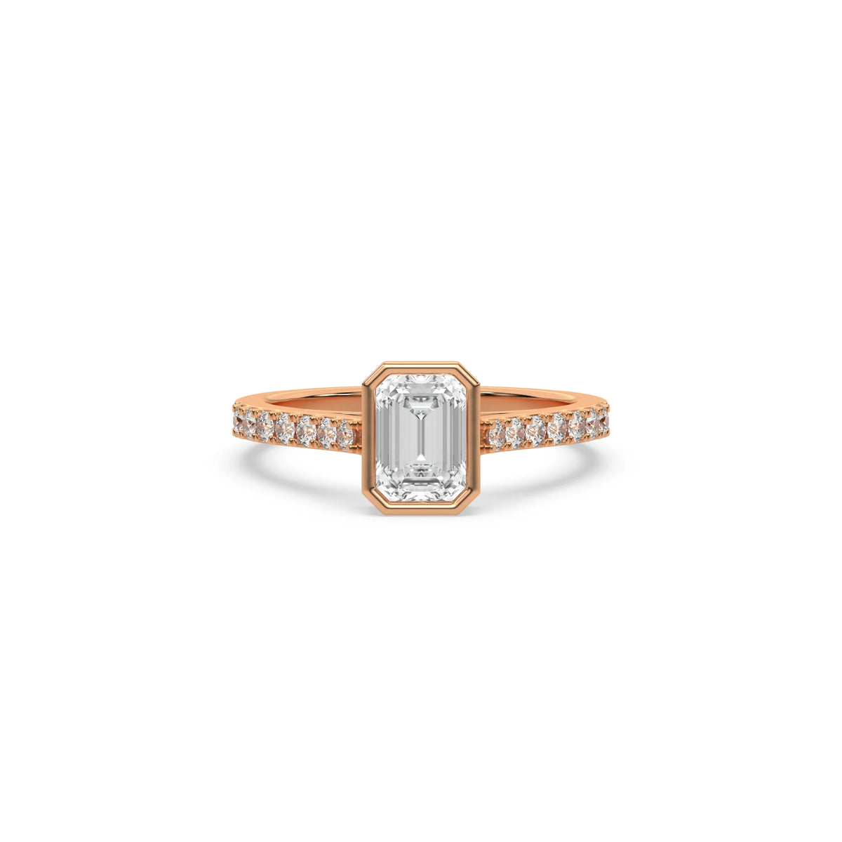 14K Rose Gold Emerald Diamond Engagement Ring