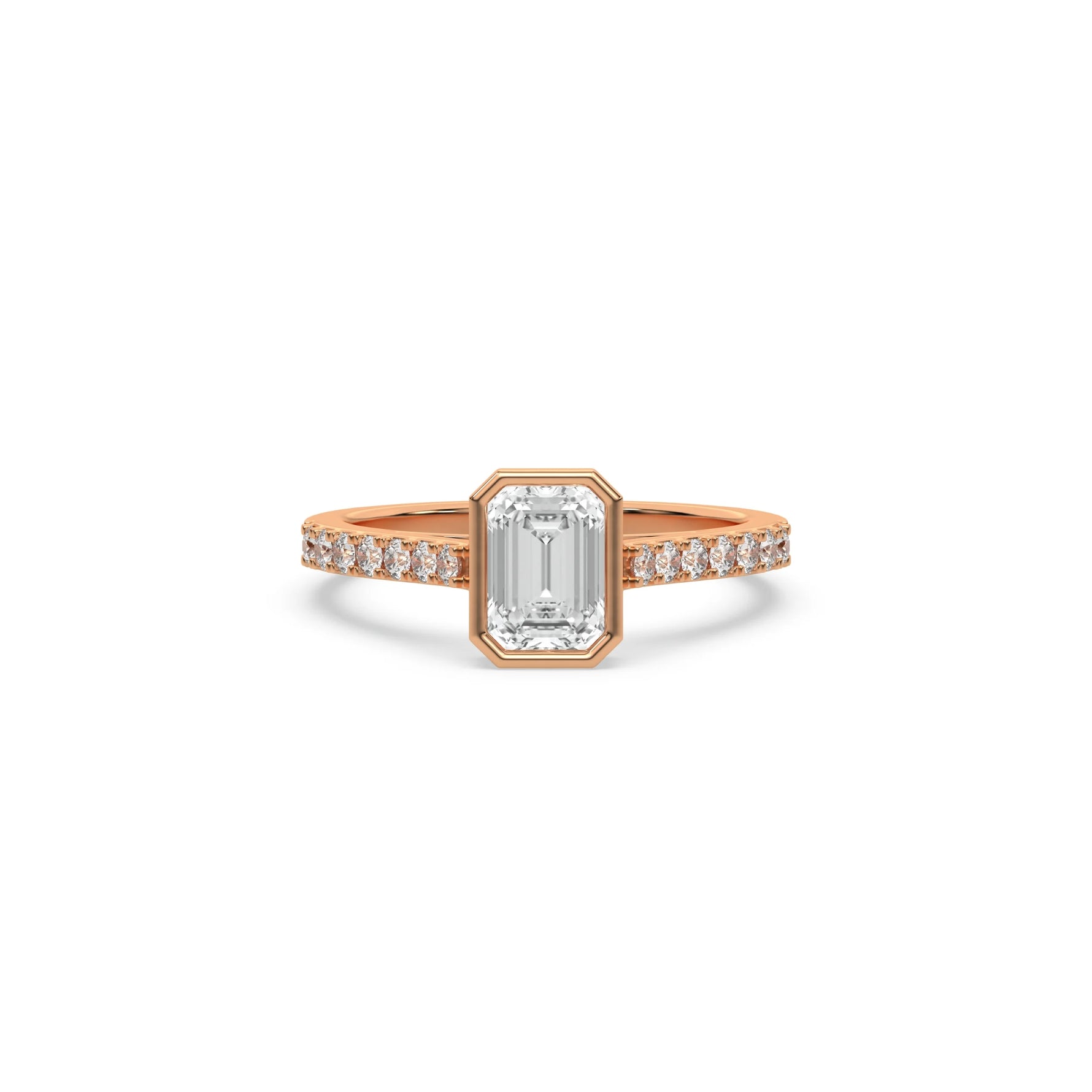 14K Rose Gold Emerald Diamond Engagement Ring