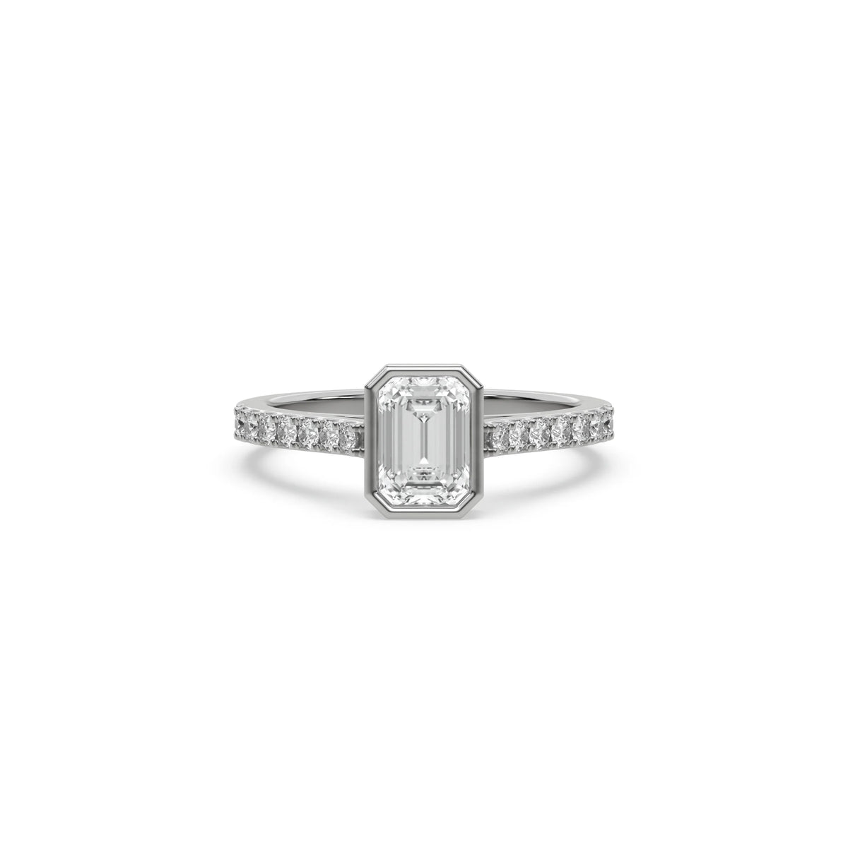 14K White Gold Emerald Diamond Engagement Ring