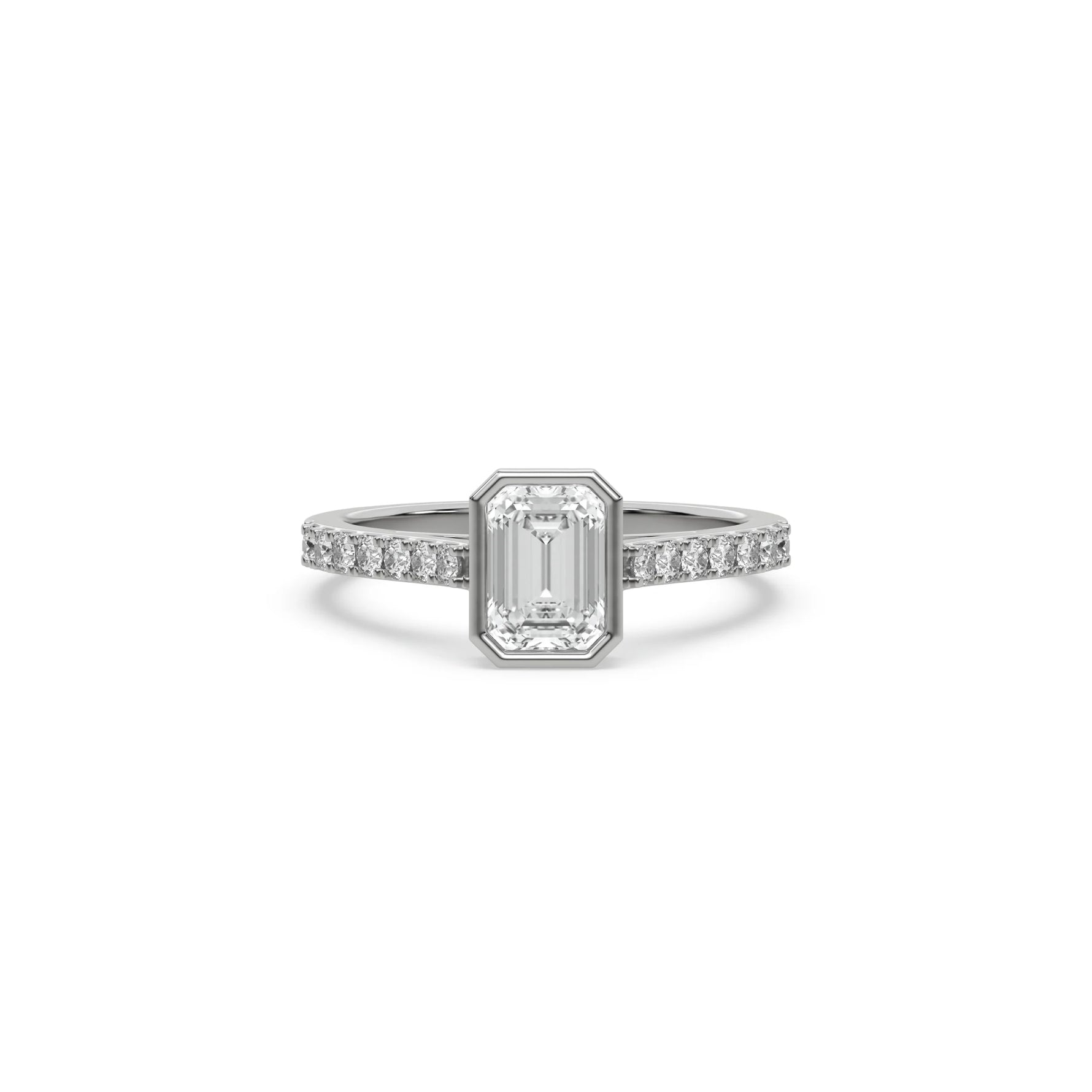14K White Gold Emerald Diamond Engagement Ring