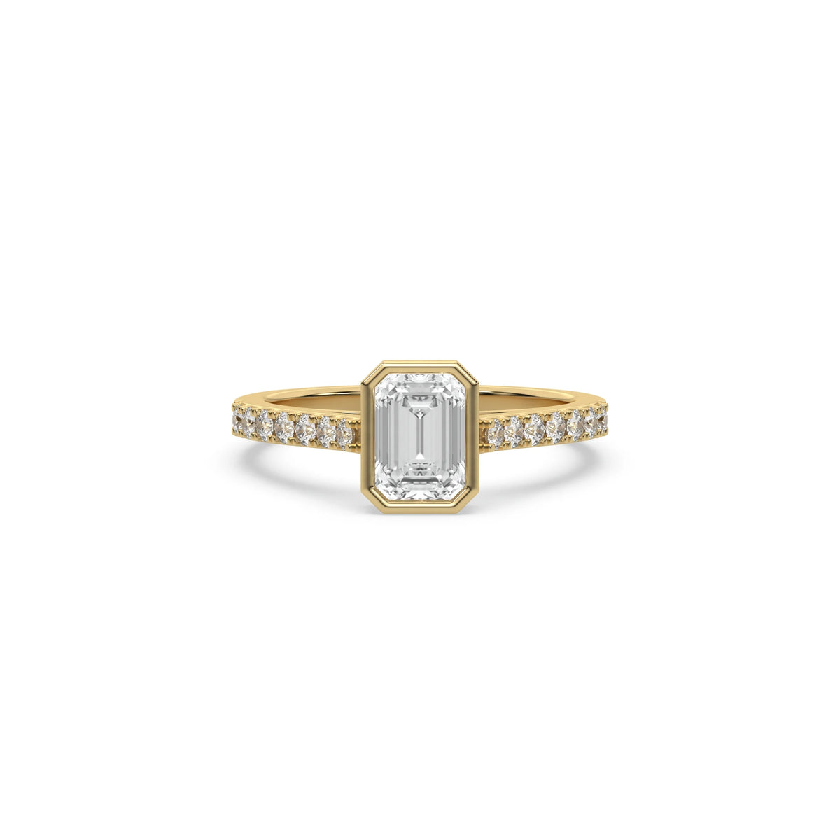 14K Yellow Gold Emerald Diamond Engagement Ring