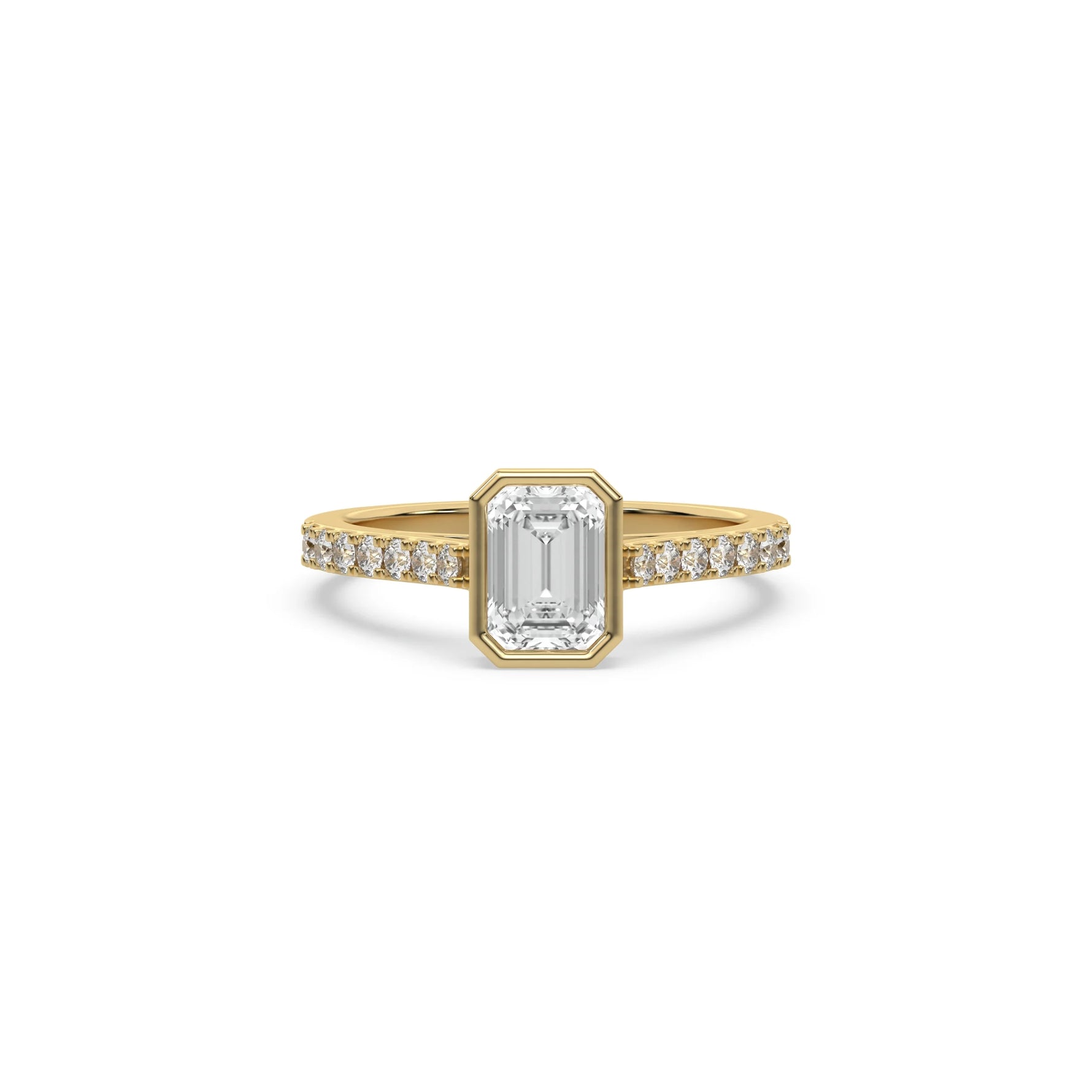 14K Yellow Gold Emerald Diamond Engagement Ring